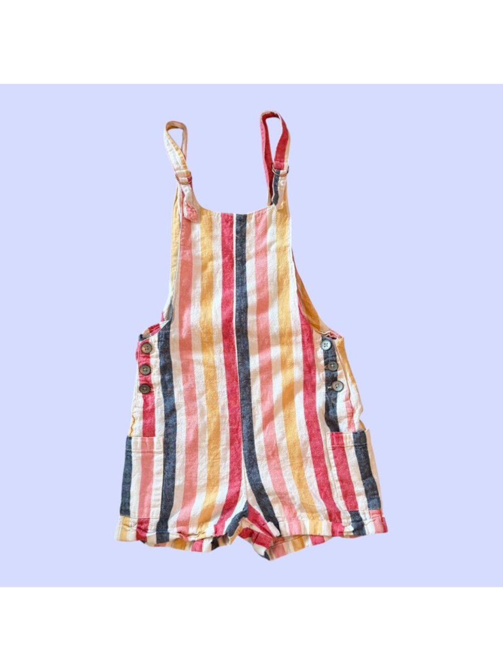 Roxy Miss Youth Striped Shortalls Dungarees Boho Sunset Palette 12
